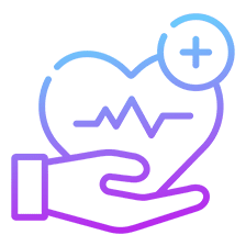 Heart health icon with hand and pulse.