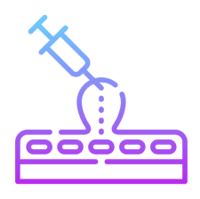 Syringe injecting into skin illustration.